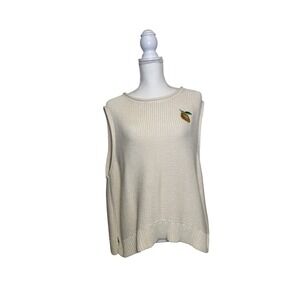 Lucky Brand Women's Cream Round Neck with Embroidered Lemon Vest Size XXL
